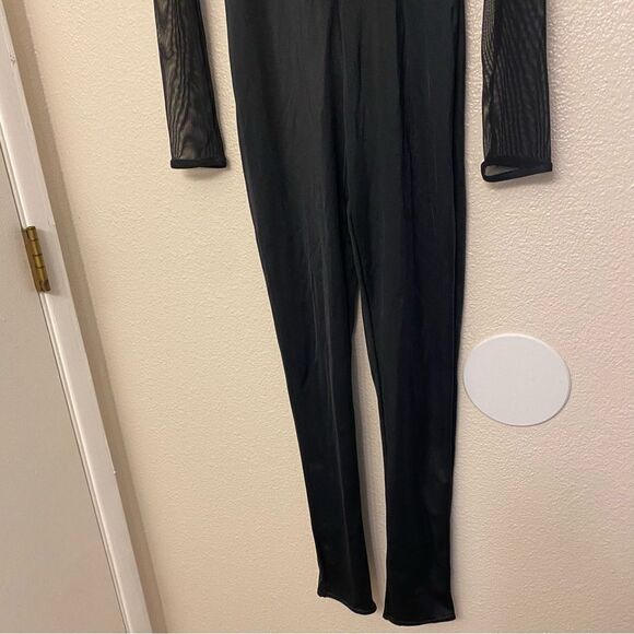 WEISSMAN Dance Costume black unitard sequin mesh Wolves 10903 LC-large child - Picture 5 of 12